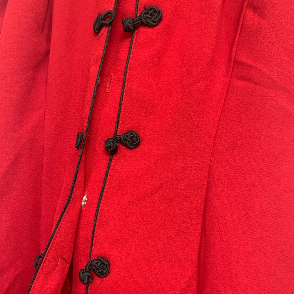 La Belle Red Midi Dress with Black Accents - Picture 2 of 4